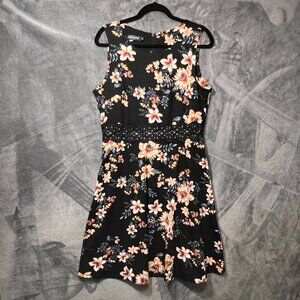 Women's Size XL Stretchy Floral Fit-and-Flare Dress